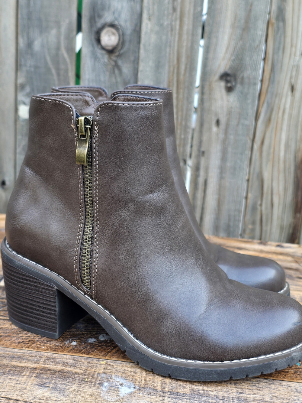 Mysoft Women's Brown Side Zip Ankle Boots With Ziper Size 7